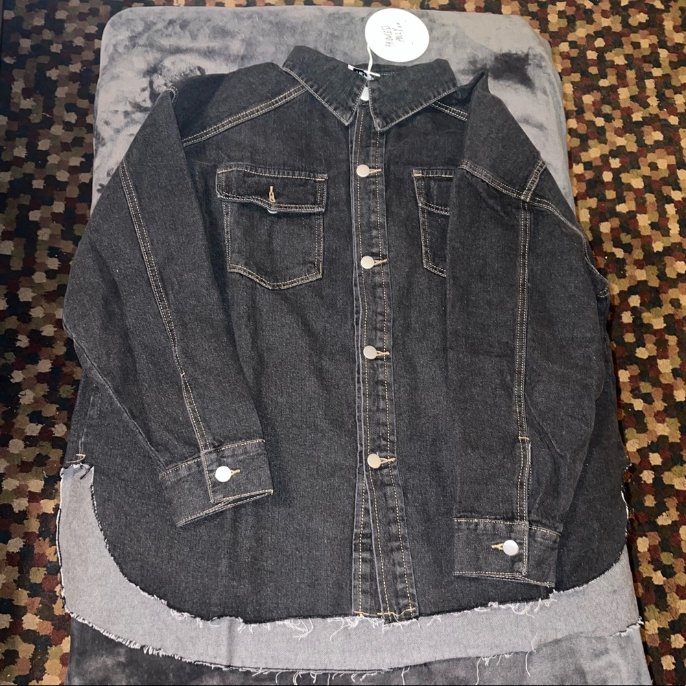 Princess Polly Allen Denim Jacket in Black Size 4 New with tag - Picture 12 of 14